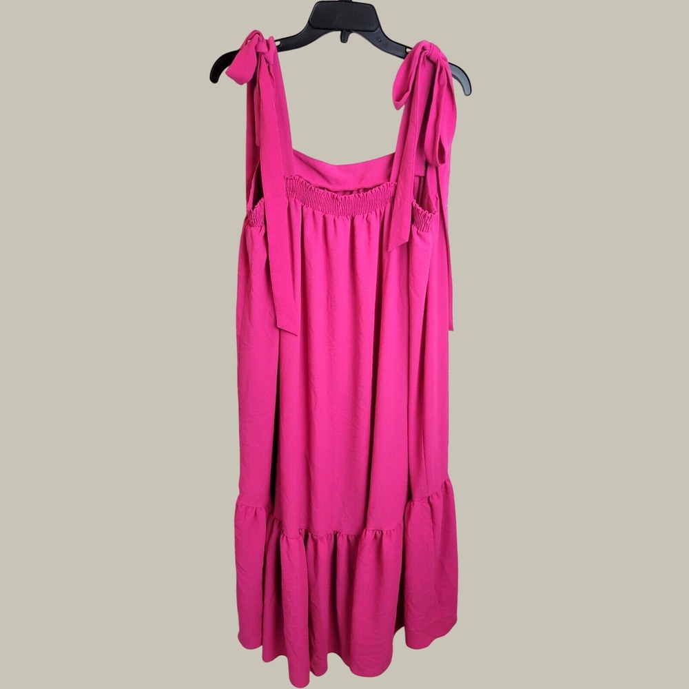 New Melonie T Dress Tie Shoulder Ruffle Hem Boho Summer Sun Dress Pink 16P